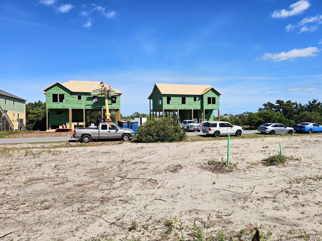 House under construction on a cleared lot
